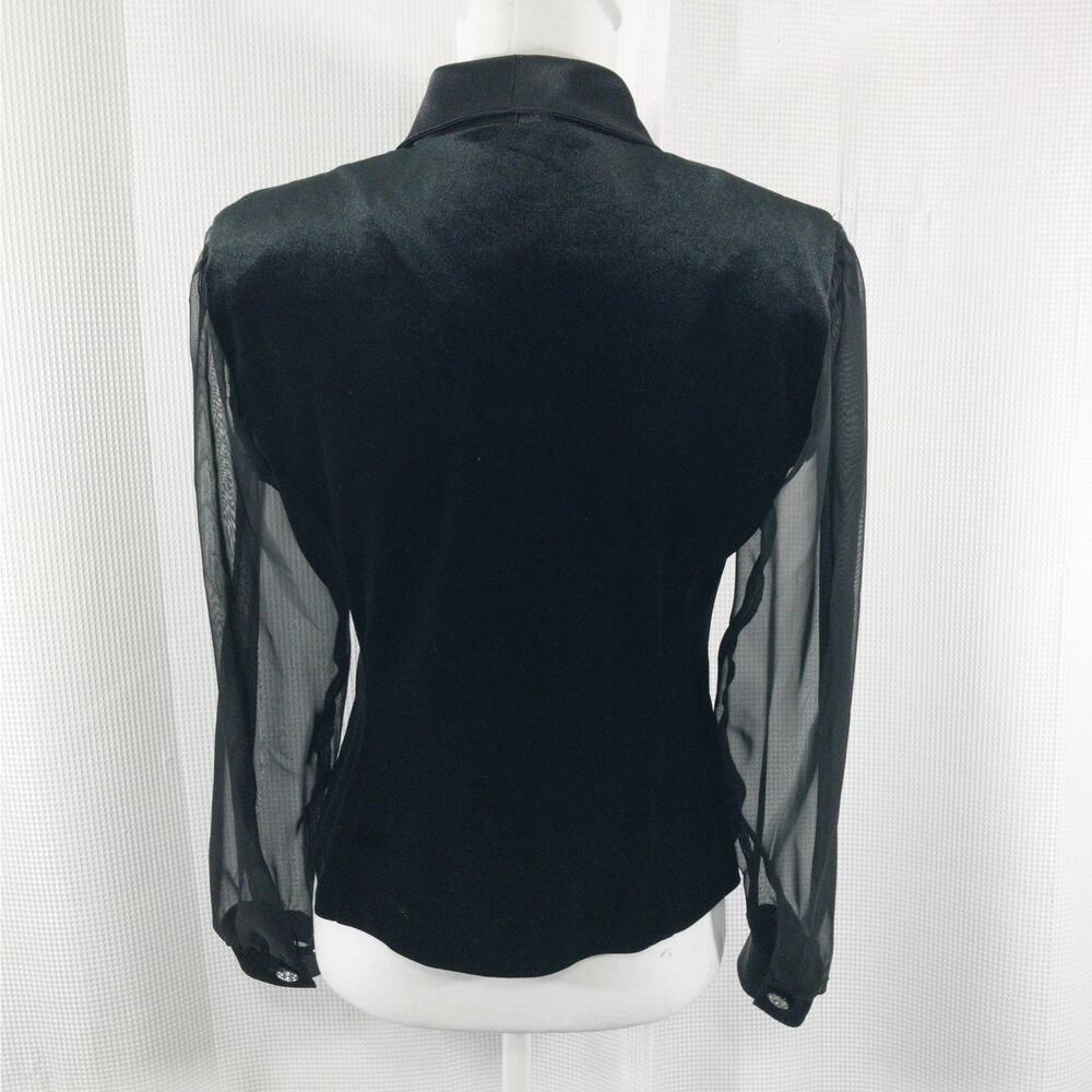 Dressbarn Black Sheer Sleeve Blouse - Picture 5 of 9
